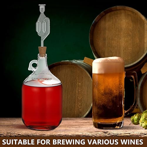 Miniatura 7 de 3 corchos de fermentación perforados para la mayoría de corchos cónicos de vidrio de 1, 3, 5, 6 galones, tapones de madera con esclusa de aire para