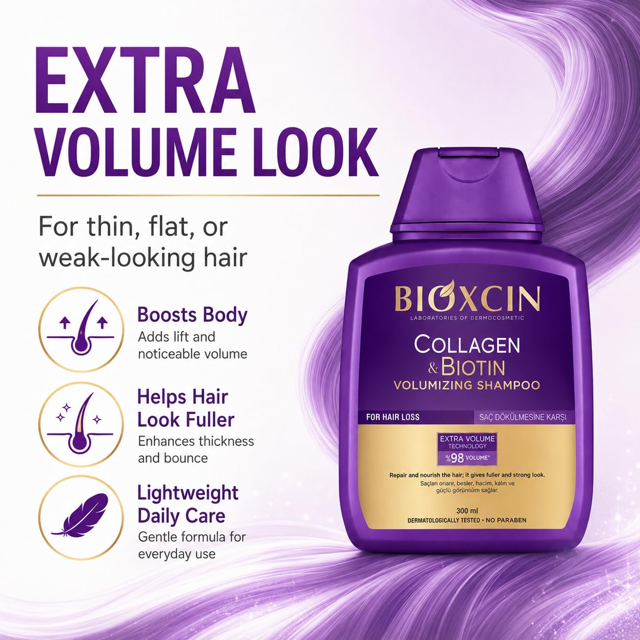 BIOXCIN Szampon objętościowy kolagen biotyna 300 ml