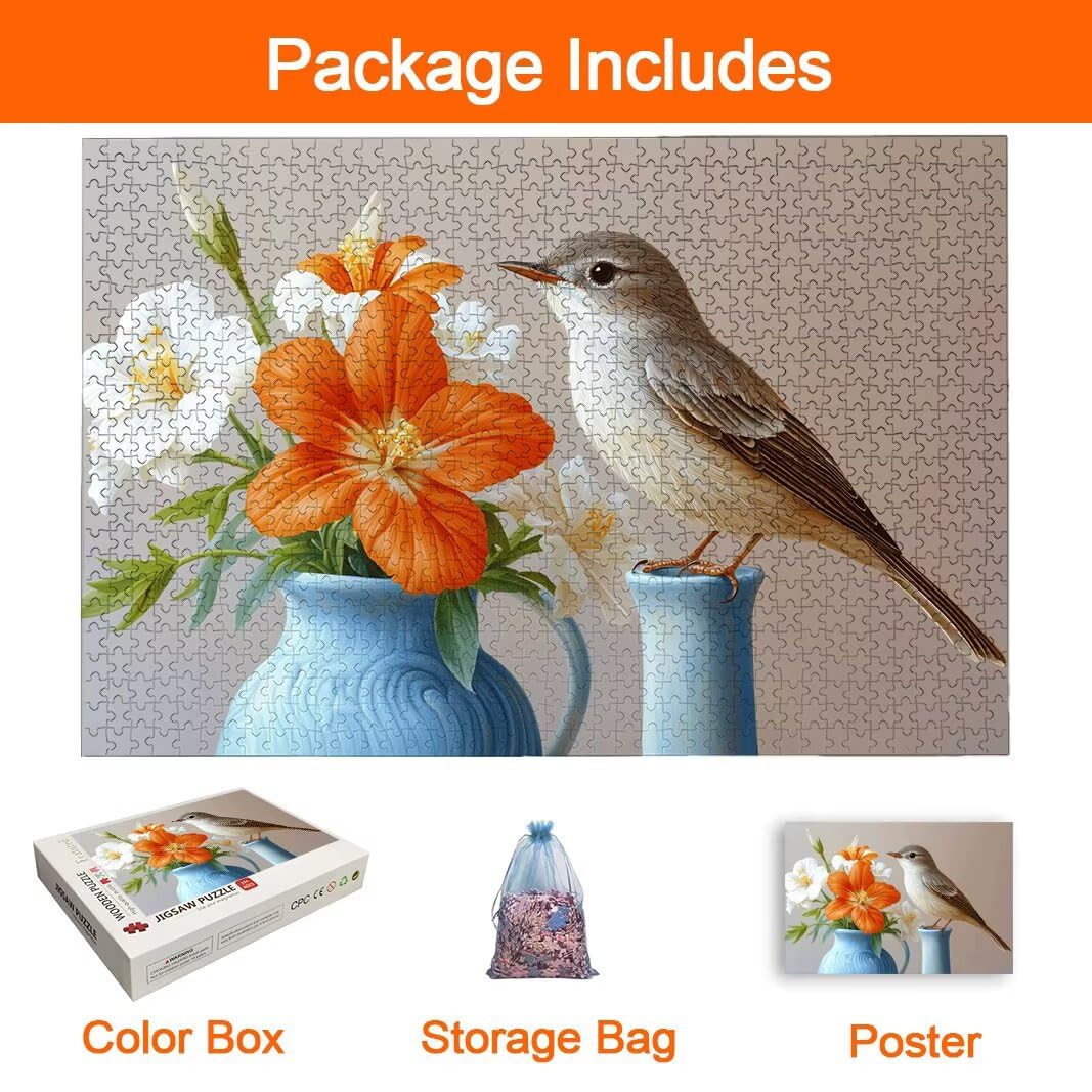 Puzzle Pájaro, Puzzle 1000 Piezas, Rompecabezas, Regalo Mujer, Decor -8116