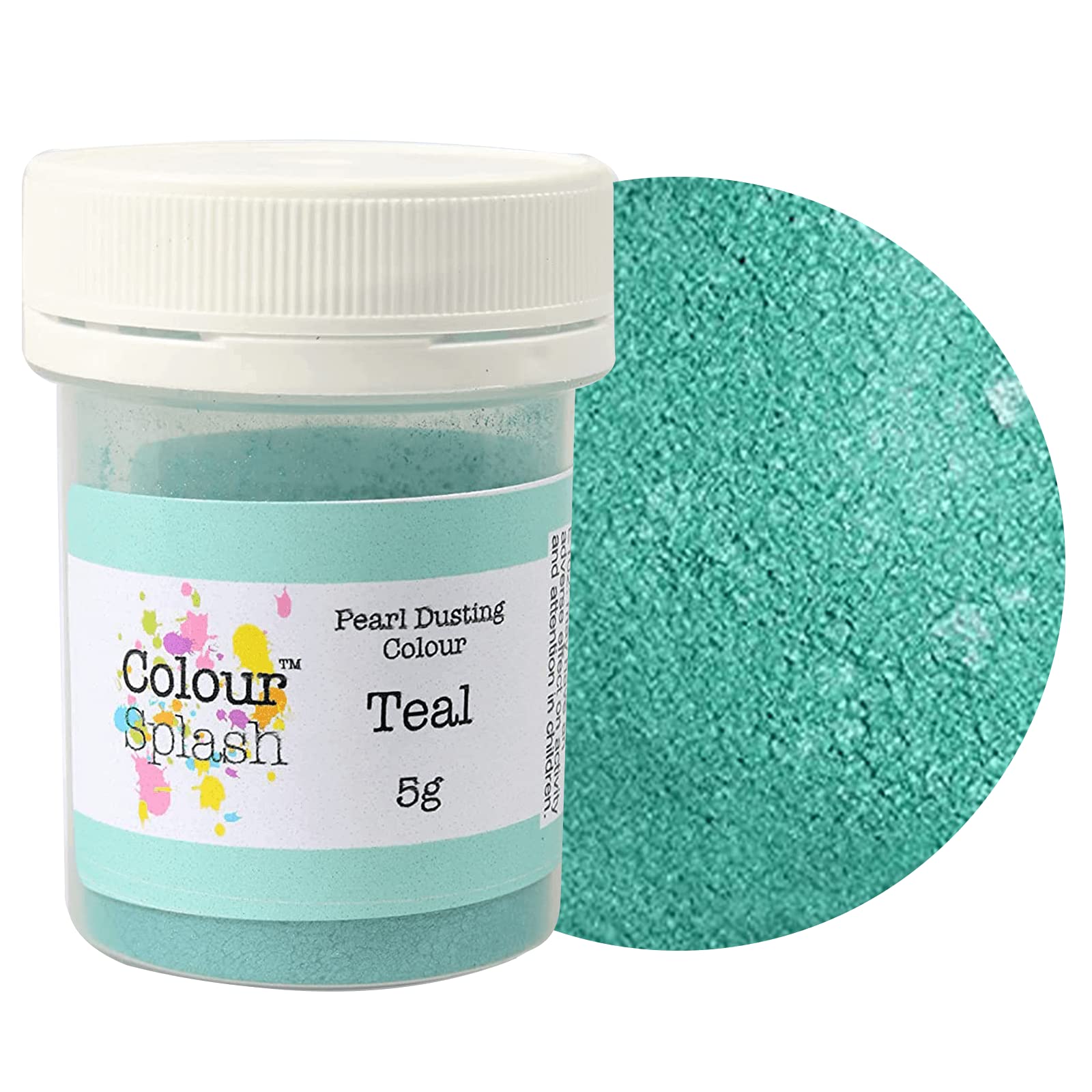 COLOUR SPLASH Pearl Food Colouring Dusts, Lustre Dust For A Pearlescent Finish to Cake Surfaces Or Decorations, Create A Rainbow Cake Kit With An Assortment of Glistening Colours - Teal 5g