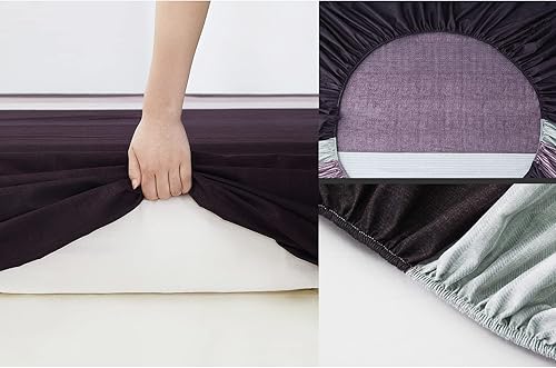 Miniatura 6 de 8HMOON Juego de sábanas a rayas de microfibra suave sin arrugas, 1 sábana bajera, 1 sábana encimera y 2 fundas de almohada, juego de ropa de cama de