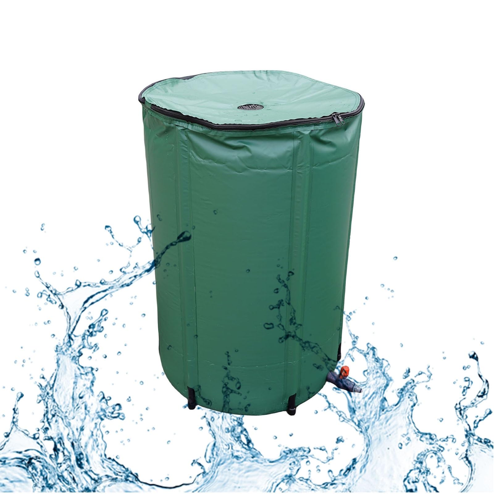 Barril de Lluvia portátil con Grifo, bidones de Agua con Soporte y Grifo, Plegable, para jardín, colector de Agua de Lluvia, contenedor de Almacenamiento para Exteriores.
