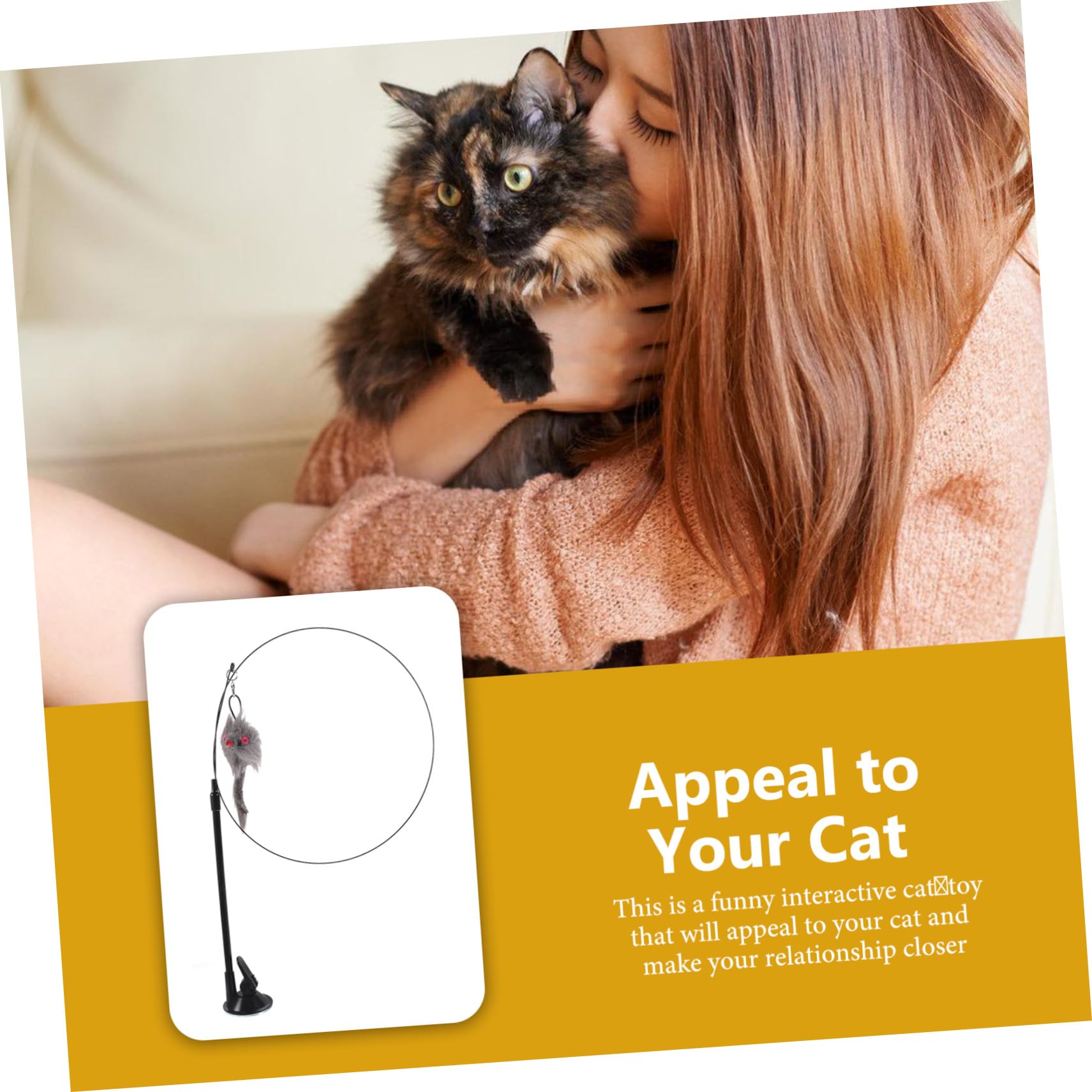 Happyyami Jouet Interactif pour Chat avec Ventouse Canne De Amusante pour Renforcer Le Lien avec Votre Animal Et Instincts De Chasse