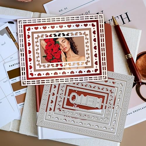 Vista 21 de GLOBLELAND Troqueles de corte de marco de borde Deckle para hacer tarjetas, rectángulo, cuadrado, redondo, troquel, para manualidades, álbumes