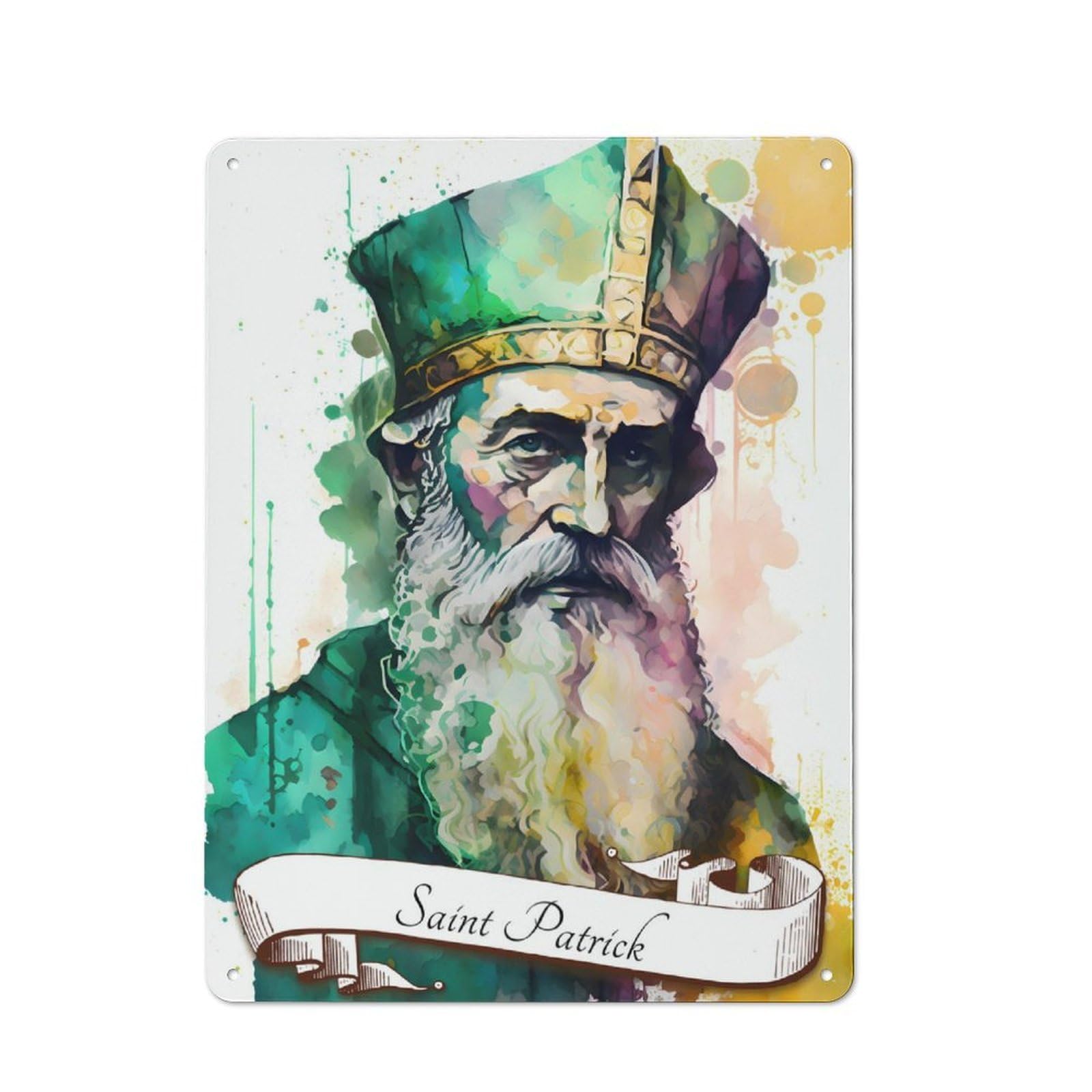 Junmoney Saint Patrick Christian 40X30cm Retro Metal Sign With For Café Or Restaurant, For Collectors Decorating Cafés And Restaurants
