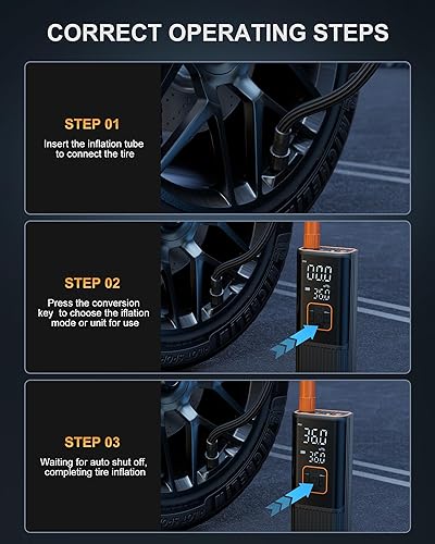 Miniatura 5 de Compresor de aire portátil para inflador de neumáticos, compresor de aire portátil 6 veces más rápido de 180 PSI, bomba de aire con manómetro -