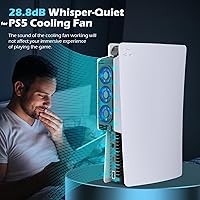 Vista 6 de Cooling Fan for PS5 Accessories, Upgraded Auto Temperature Control for PS5 Cooling Fan with 3 Blue LED Light, USB 3.0 Hubs, Efficient for PS5 Cooler