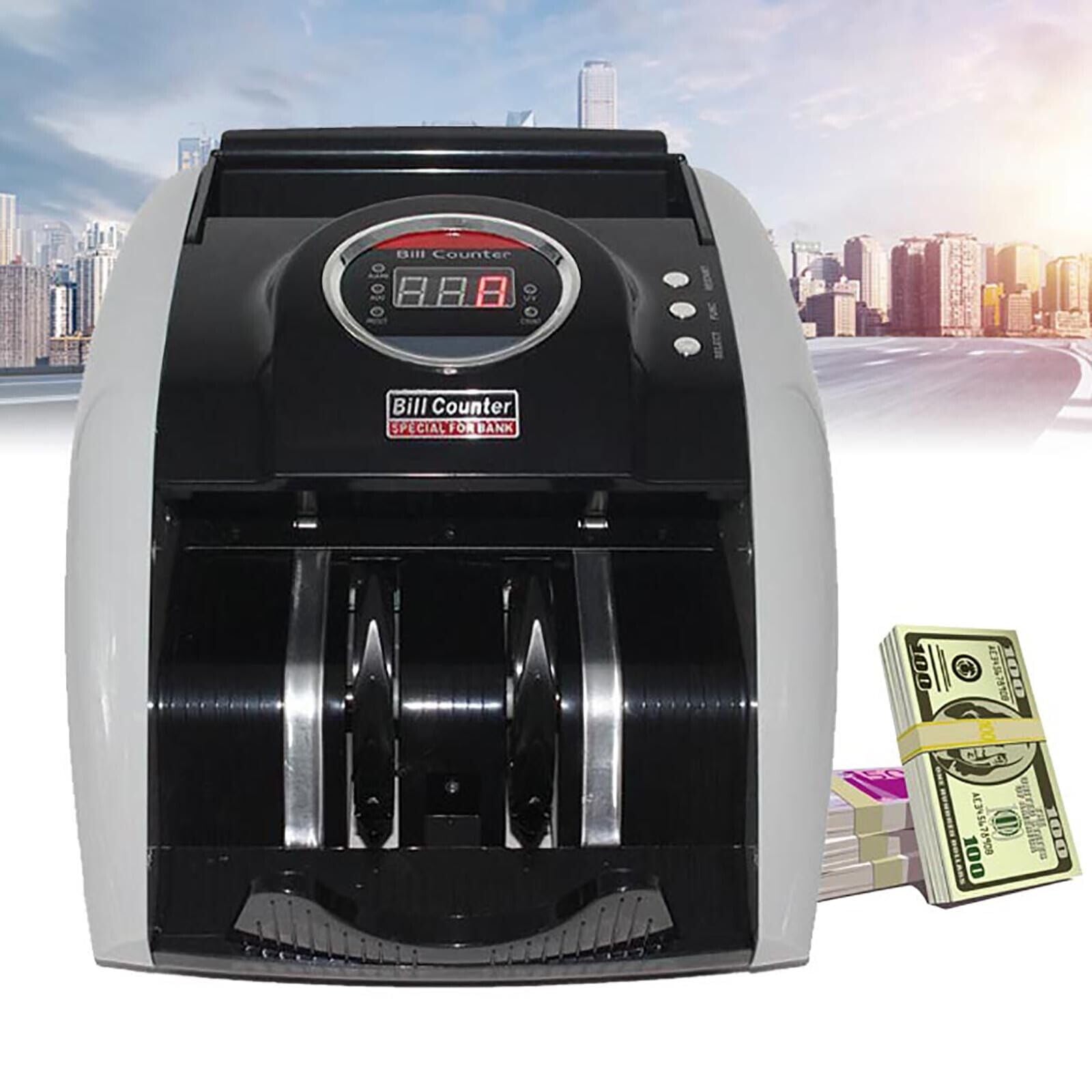 Contapoldi, 220 V, professionale, con display LED, 900 pezzi/min, con funzione di rilevamento UV/MG, dispositivo di controllo rapido delle banconote, nero