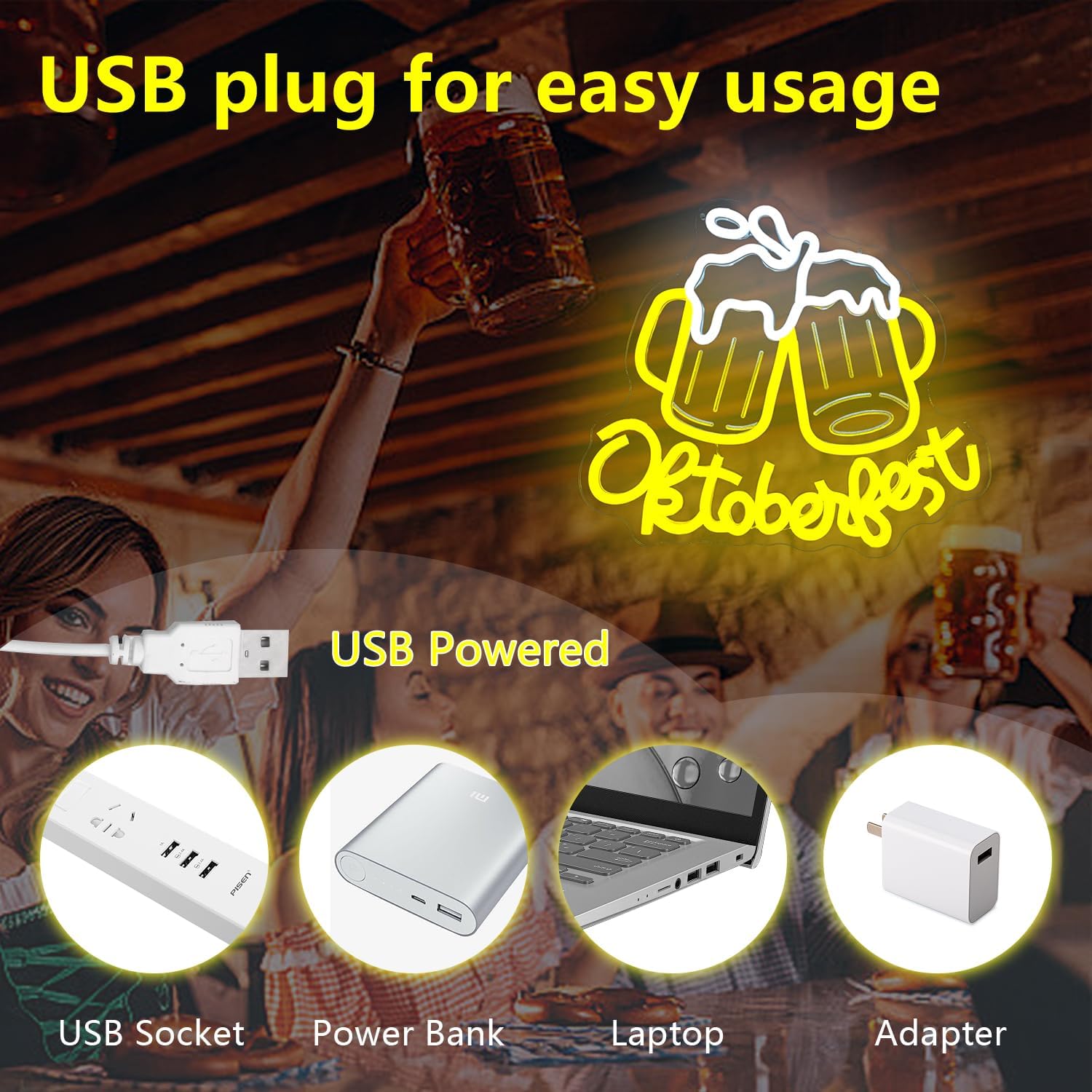 Oktoberfest Beer Neon Sign for Man Cave Oktoberfest Decorations Party Dimmable Bar Led Sign October Festival Neon Light Up Sign for Beer Party Decorations Supplies Bar Pub Store Home Club Gifts - Image 5