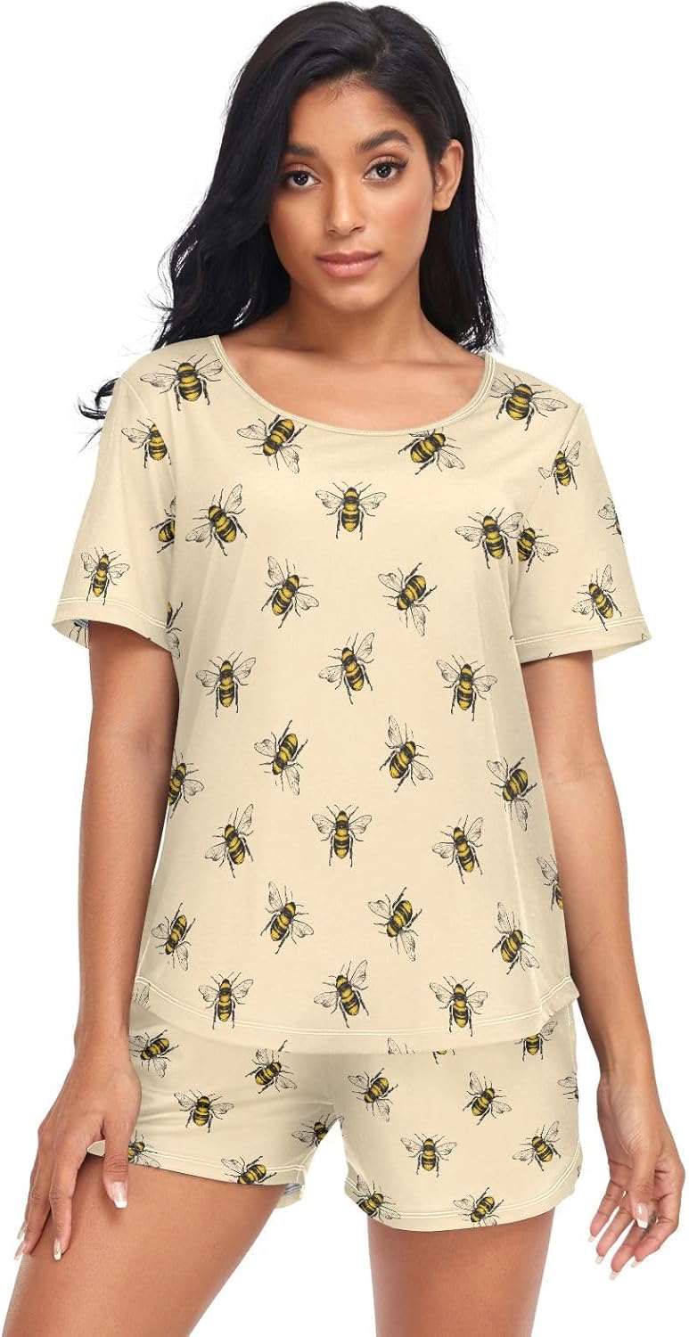 Laprad Women's Pajama Set Soft Short Sleeve 2 Piece Lounge Sleepwear Pjs Sets with Pockets - Image 5