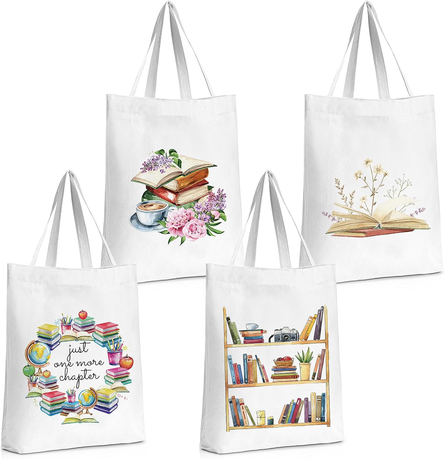 Colarr 4 Pcs Book Tote Bag Aesthetic Shoulder Handbag Book