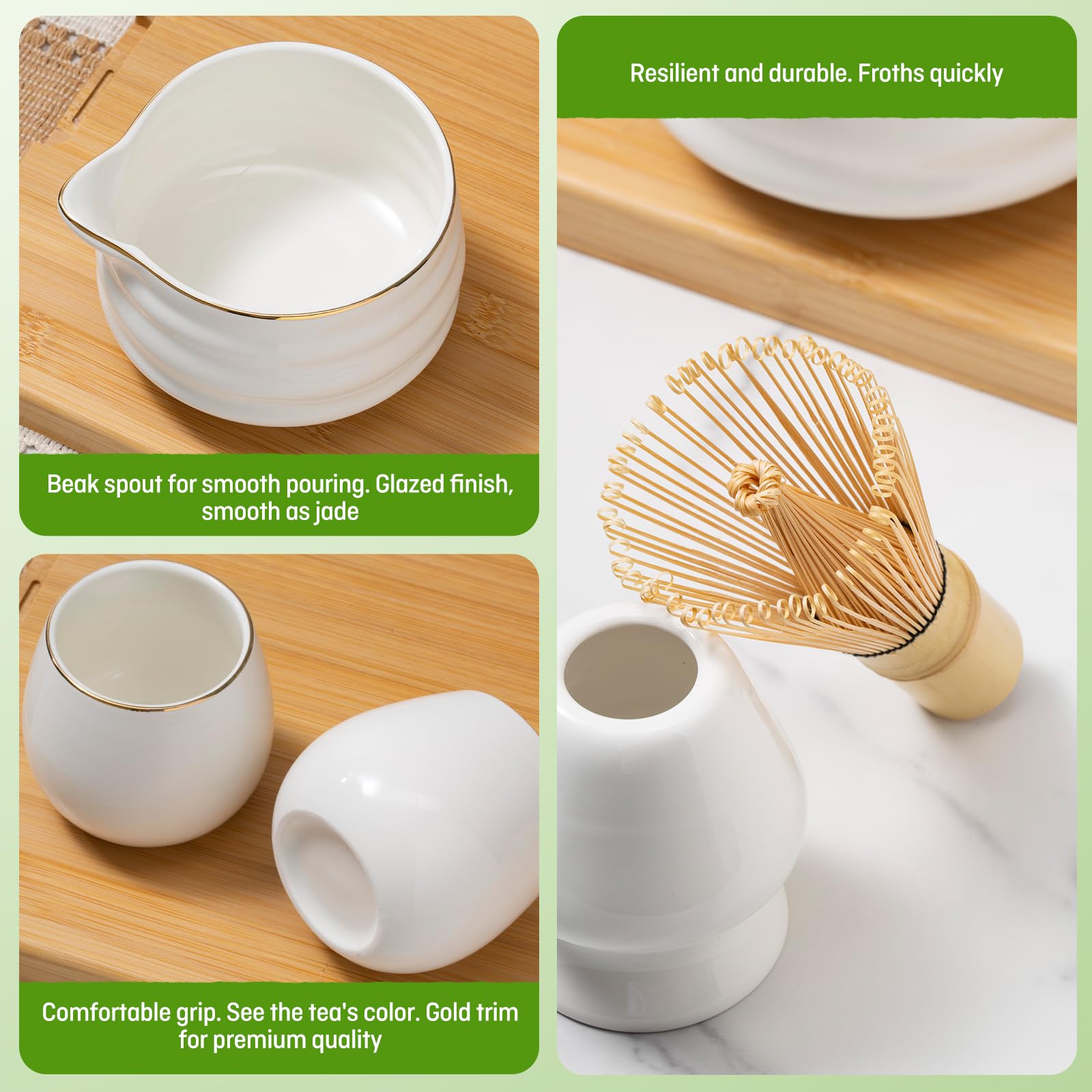 Zestaw do herbaty matcha - 9 sztuk japońskiego zestawu do herbaty z miską chawan z wylewkiem, 2 filiżanki, łyżka, uchwyt, sito, szczotka do matchy, idealny prezent dla miłośników japońskiej