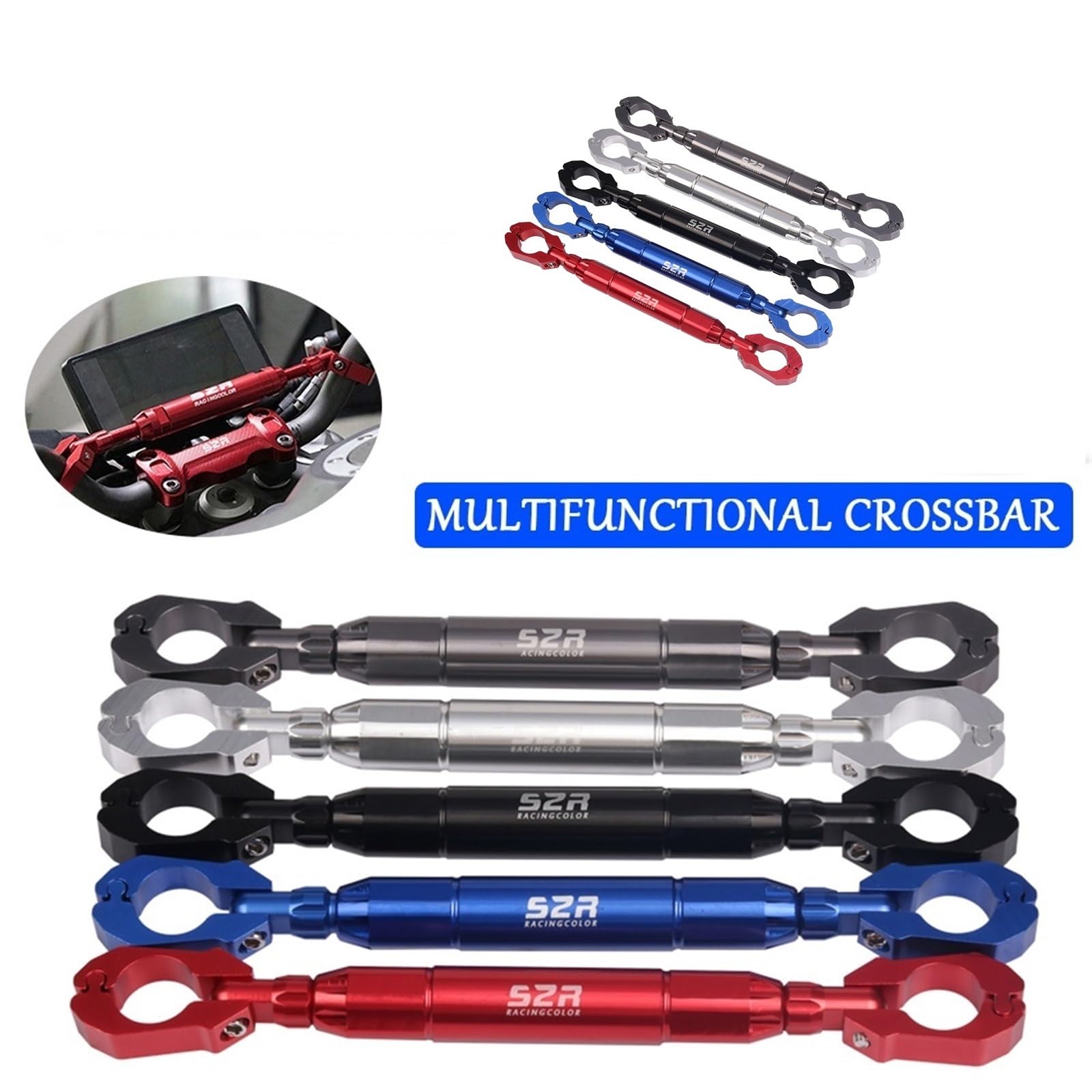 Barre D'équilibre De Moto Barre Transversale De Guidon pour Honda DAX ST125 St 125 St DAX125 125ST 2022 2023 (Couleur : Short Red, Taille : 1)