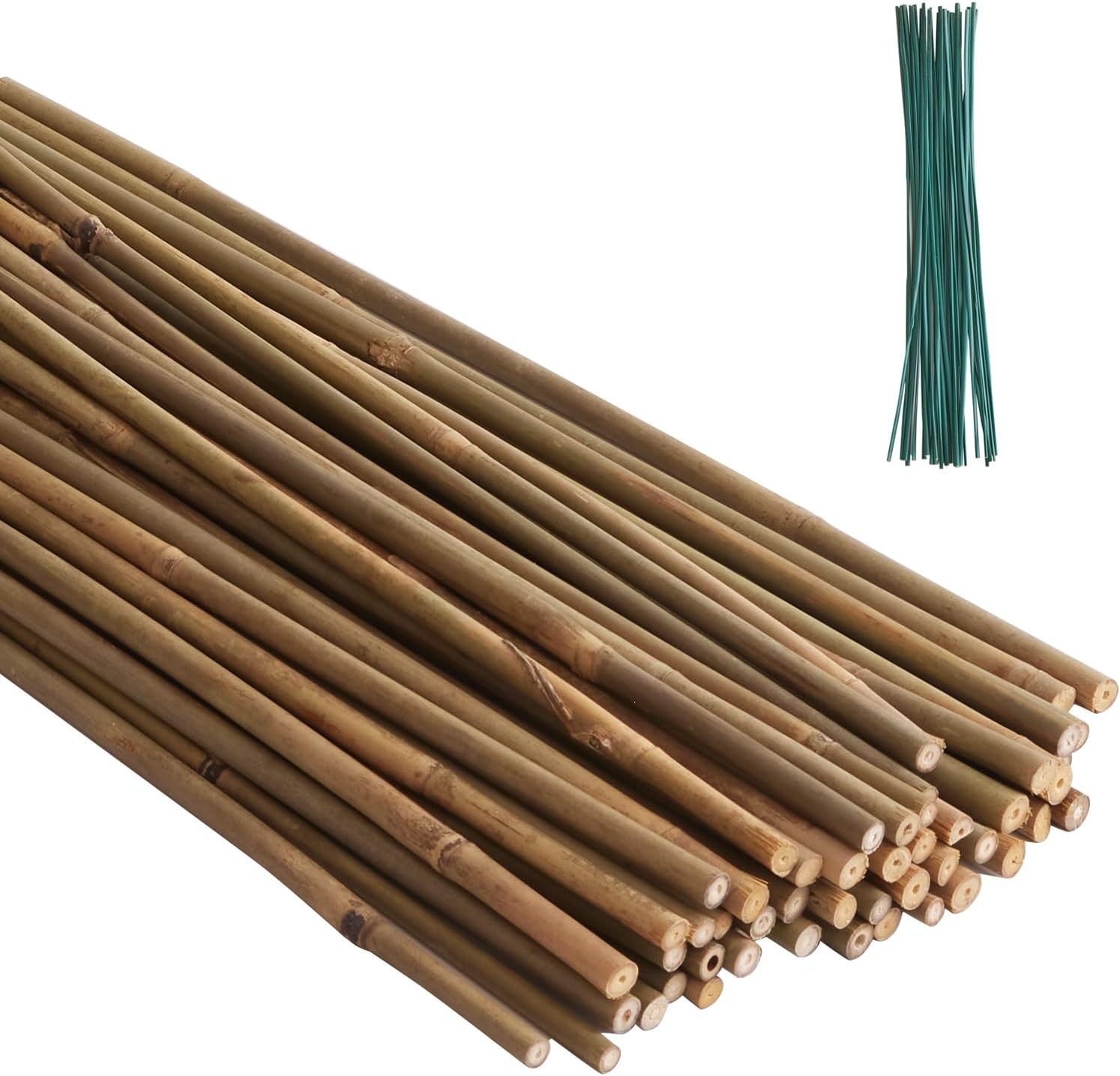 PuLi Natural Bamboo Stakes 50pcs, Eco-Friendly Garden Stakes, Plant Stakes Supports Climbing for Beans, Tomatoes, Trees (50pcs-3FT Length)