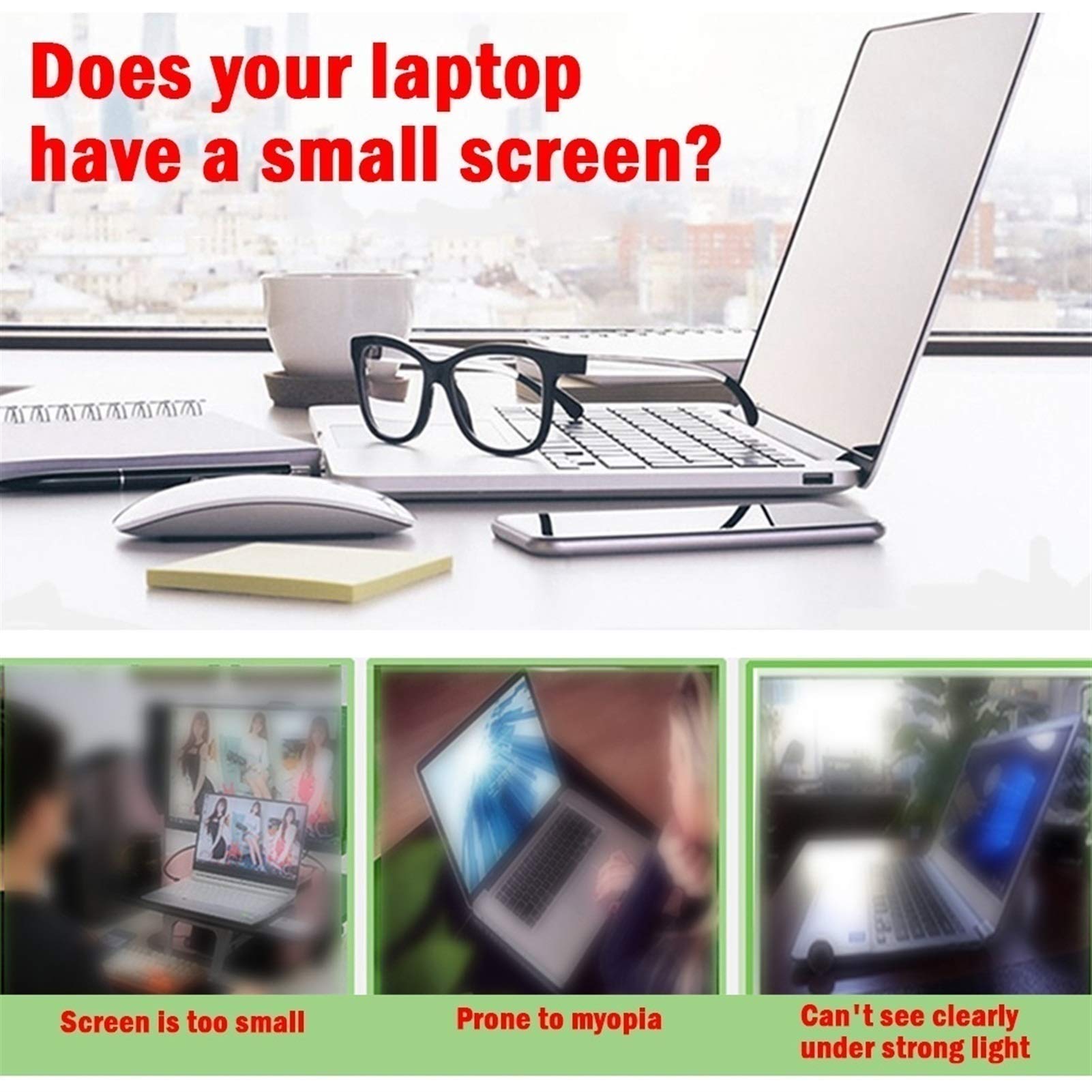 21-calowy uchwyt ochronny z filtrem światła niebieskiego, soczewka powiększająca do laptopa 3x, idealny dla osób starszych, rodzin i seniorów