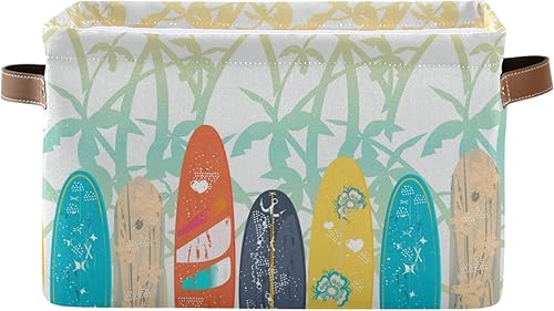 susiyo Contenedor plegable grande de almacenamiento, palmeras, tablas de surf, cestas de almacenamiento de tela, canastas decorativas plegables con