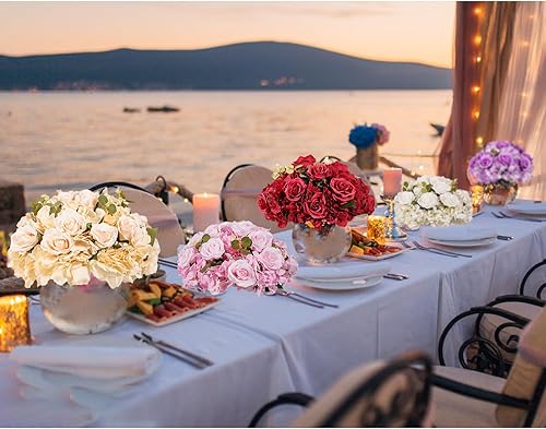 Miniatura 7 de Centro de mesa de boda de bolas de flores artificiales 2 piezas de hortensias de seda champán, centros de mesa florales para decoración de mesa,