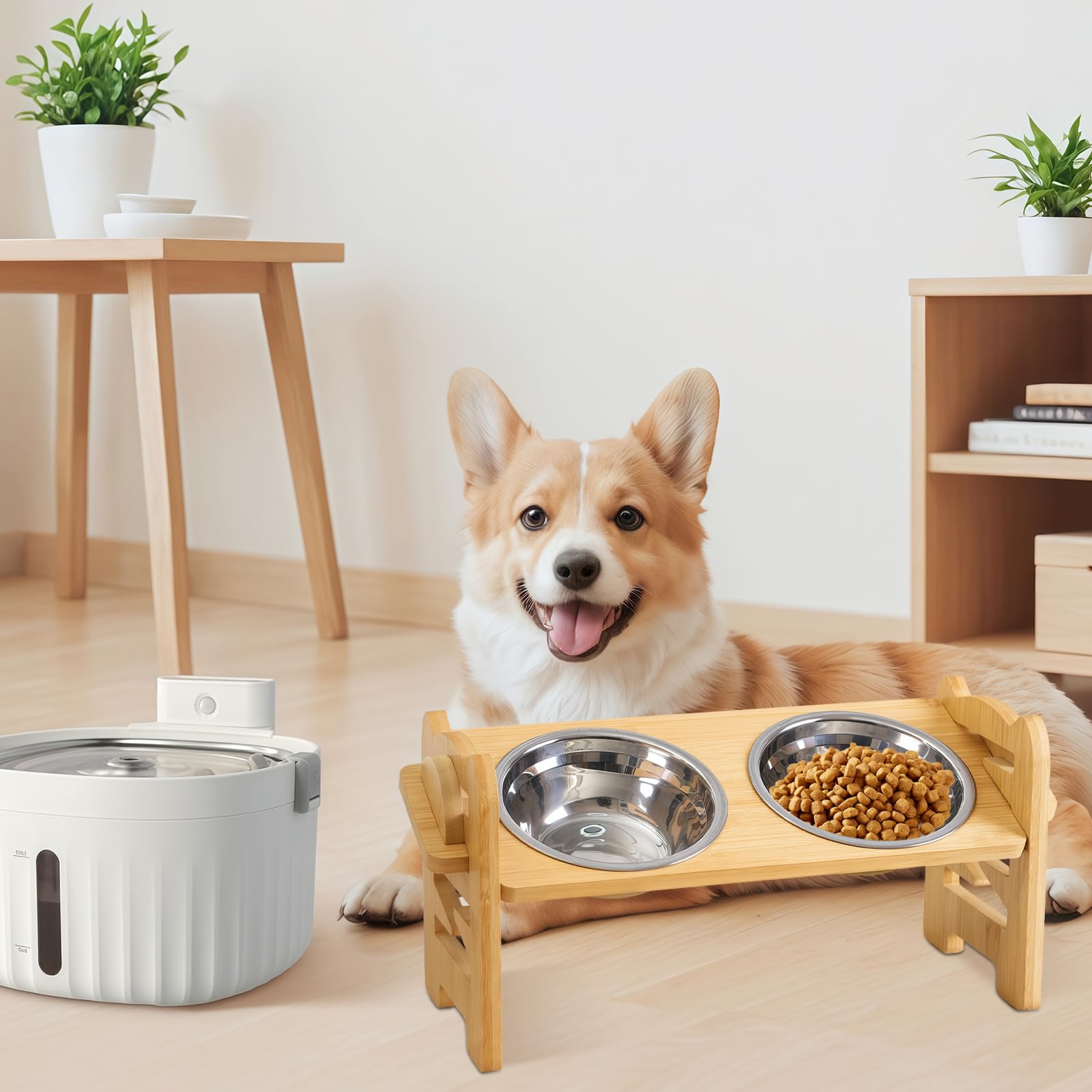Ciotola per cani rialzata, mangiatoia per cani, ciotola regolabile per cani rialzata, ciotola per cani con 2 ciotole in acciaio inox, per cani di piccola taglia media