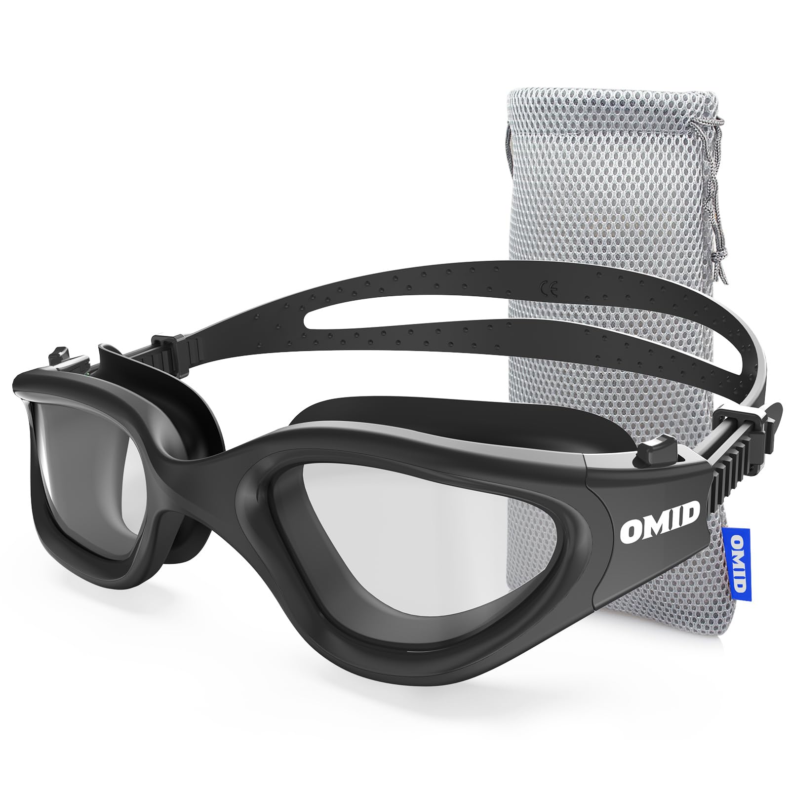 OMID Schwimmbrille, bequeme, polarisierte Schwimmbrille, beschlagfrei, auslaufsicher, UV-Schutz, kristallklare Sicht, Schwimmbrille für Herren, Damen, Erwachsene