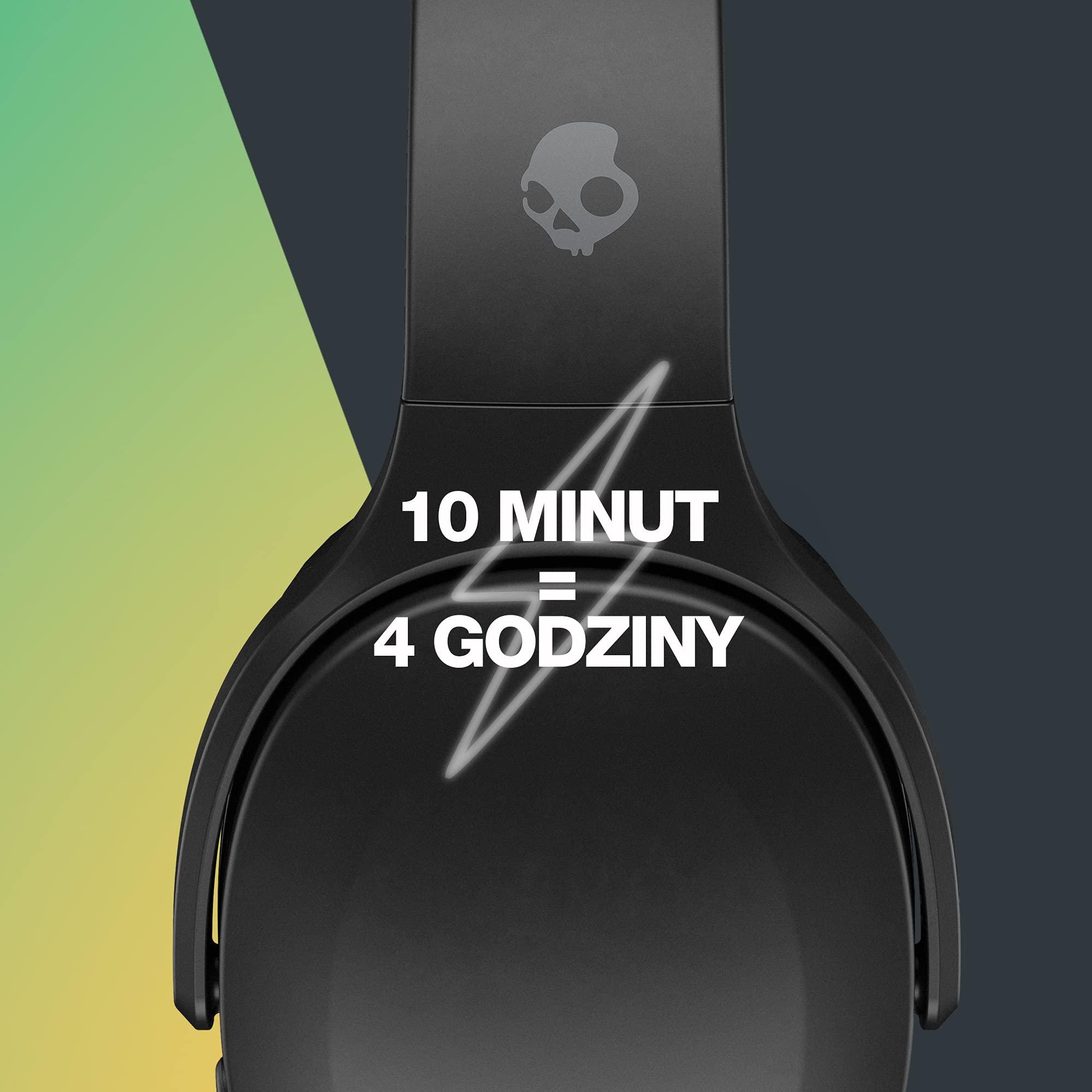 Skullcandy Crusher Evo Bezprzewodowe Słuchawki Nauszne z Regulowanym Basem Sensorycznym, 40 godz. Słuchania, Mikrofon, Obsługa iPhone’a, Androida i urządzeń Bluetooth – czarny