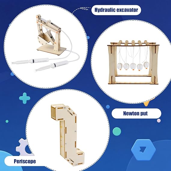 GSrenyu 7Pcs Wooden Science Kit for Kids 8-12, Science Experiments Building Toy 3D Wooden Puzzle Wooden Model Kit for Boys and Girls, Birthday Gifts Toys for 8 9 10 11 12 Year Old