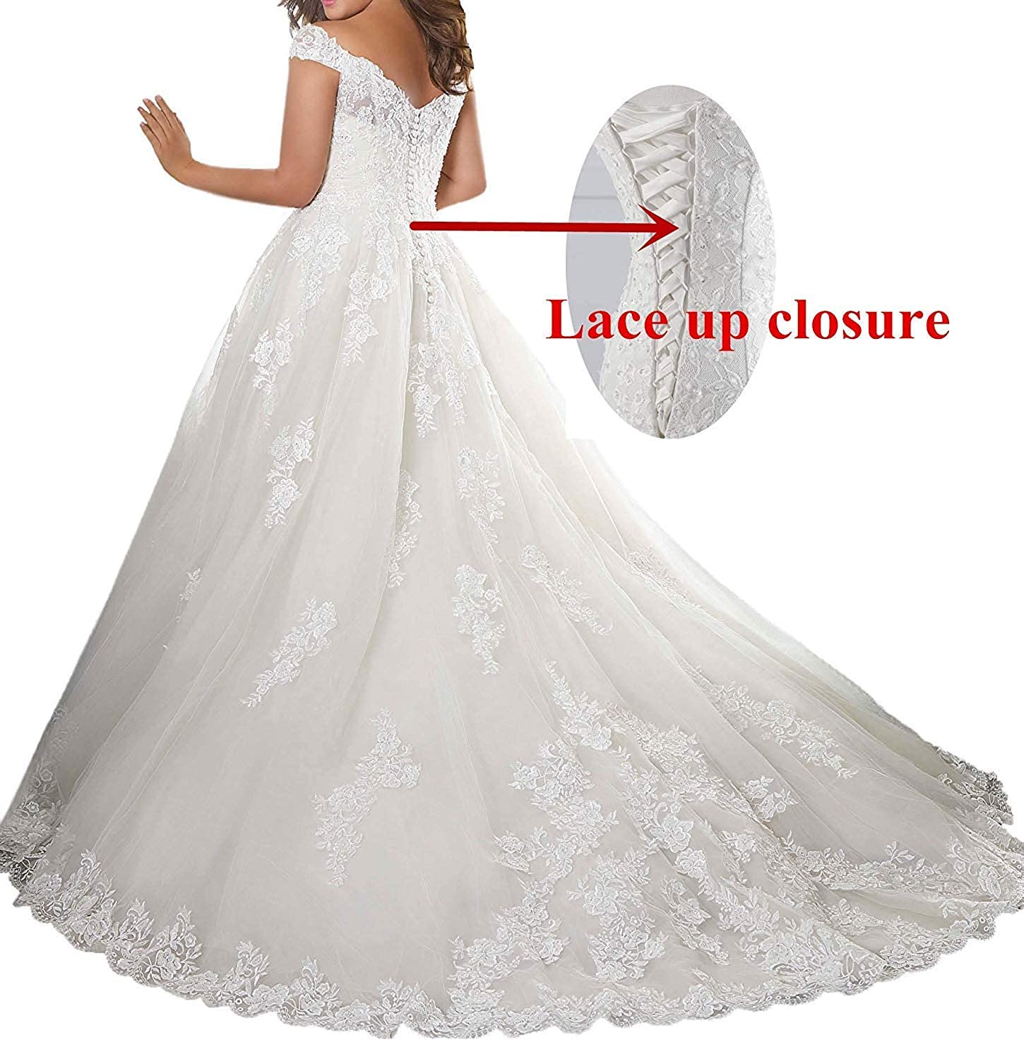 Damen Brautkleider Hochzeitskleider Große Größen V-Ausschnitt Spitze Ballkleid Brautkleid A-Linie