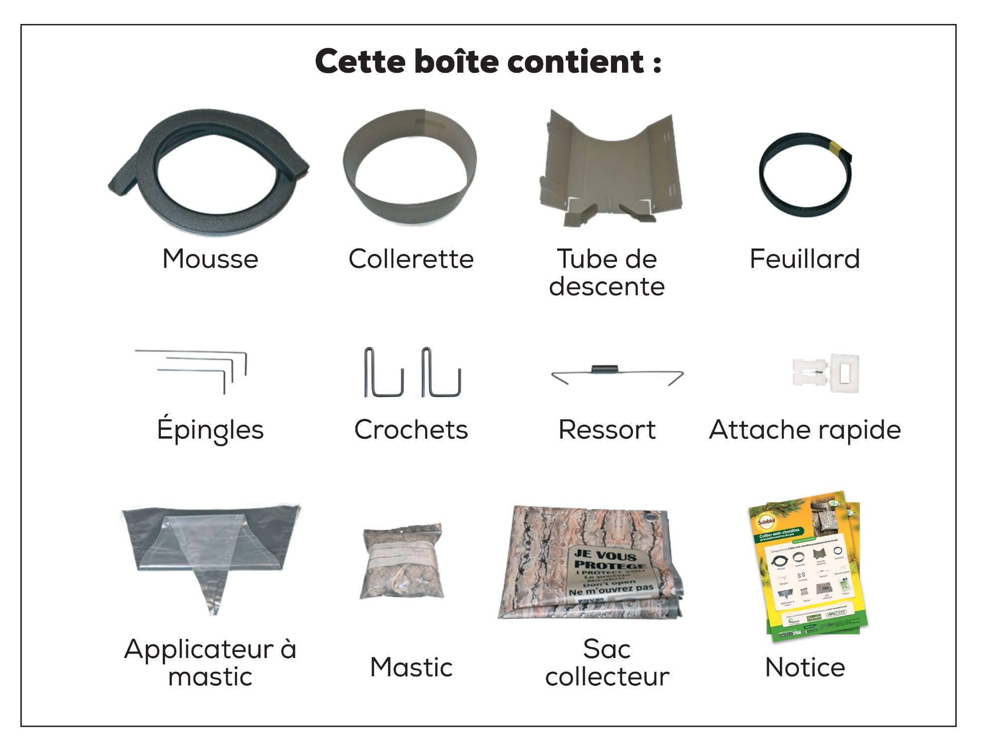 SOLABIOL Piège Chenilles Processionnaires Du Pin - Kit Complet | Collier Réglable & Réutilisable - Installation Rapide - ⌀ 55cm - 175cm de circonférence SOCOPRO