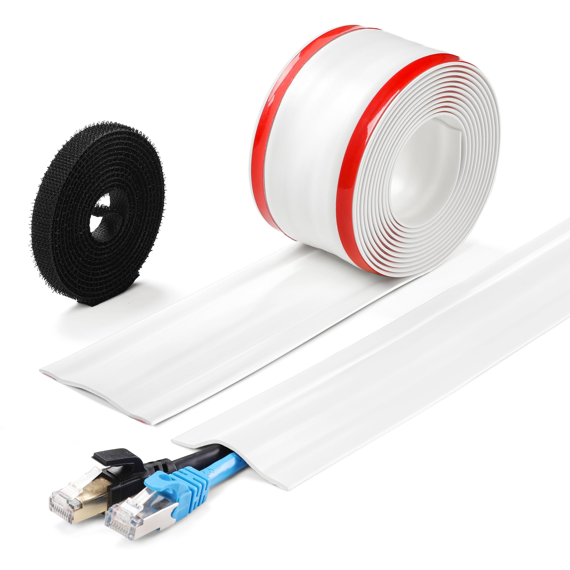 ZhiYo 8.2ft Cord Cover for Wires on Floors or Walls, 2.2in Wide, White