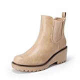 Women's Wedge Chelsea Ankle Boots Fashion Round Toe Low Wedge Heel Platform Booties Shoes