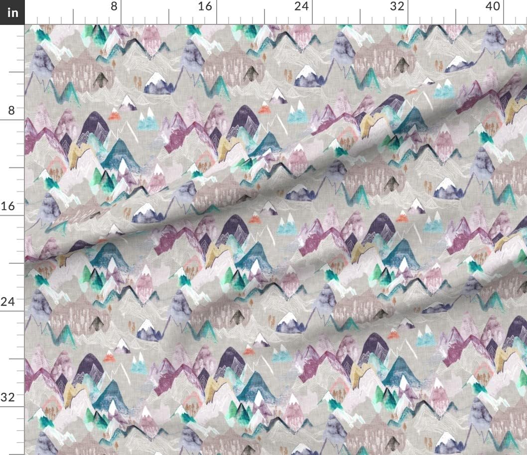 Spoonflower Fabric - Call Mountains Rainbow Pink Purple Happy Girl Snow Colorful Mountain Printed on Petal Signature Cotton Fabric by The Yard - Sewing Quilting Apparel Crafts Decor