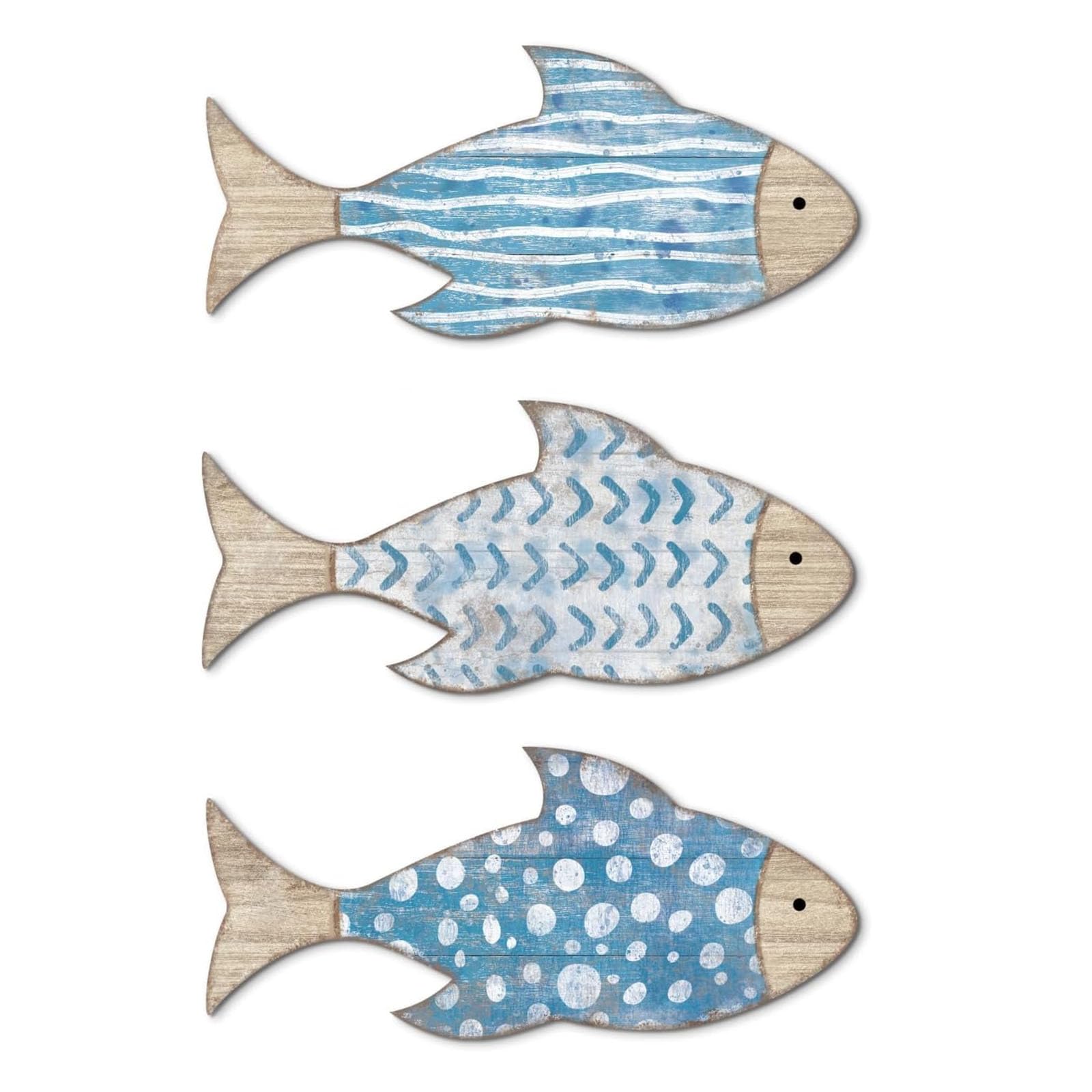 XAGMODSHN Of 3 Wooden Fish Hanging Sculptures, Marine Lake Cabin Wall Decor Coastal Beach Theme Nursery Wooden Fish Decors