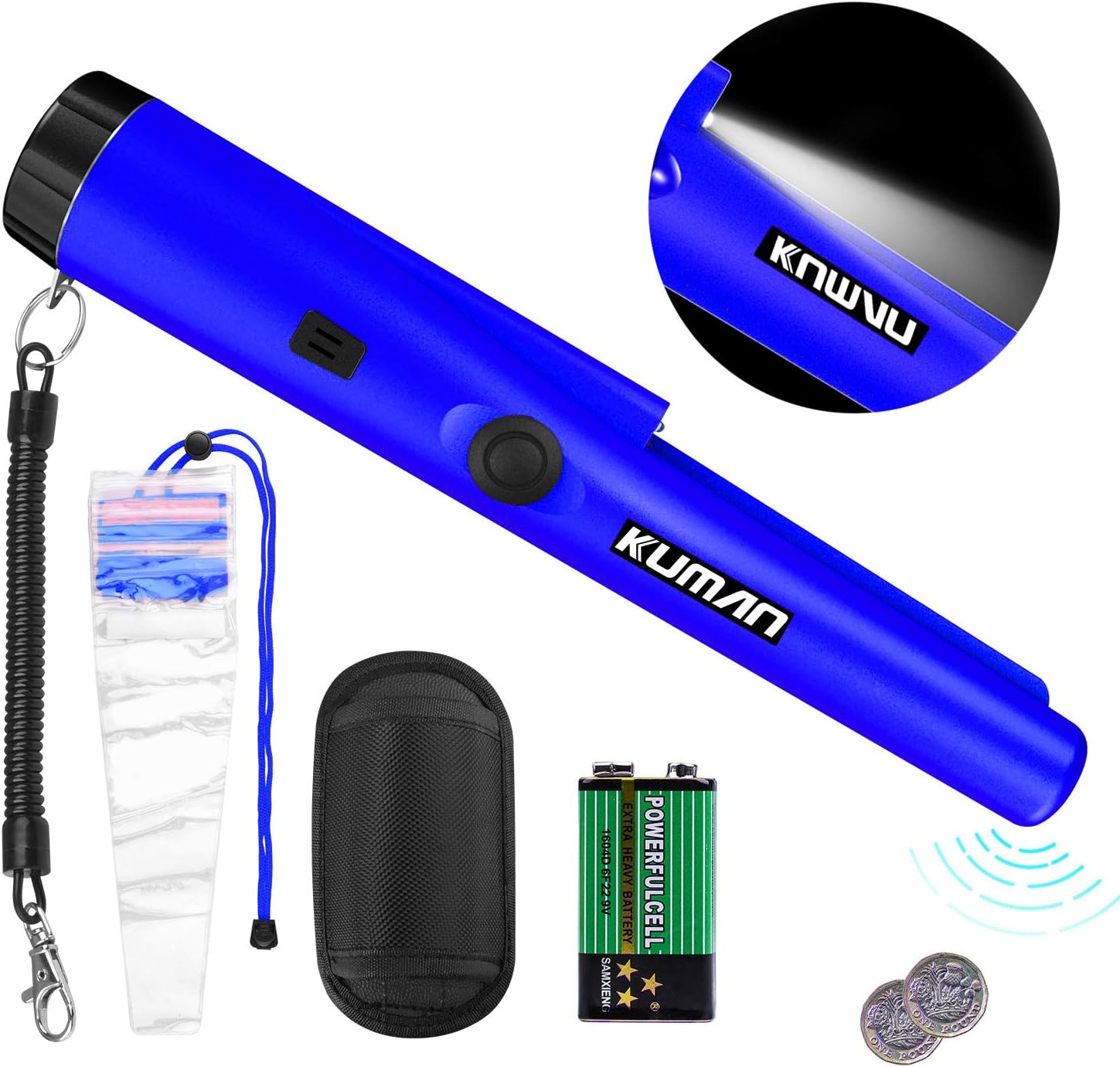 Kuman Pin Pointer Metal Detectors Finder with Holster Waterproof Treasure Hunting Tool Accessories