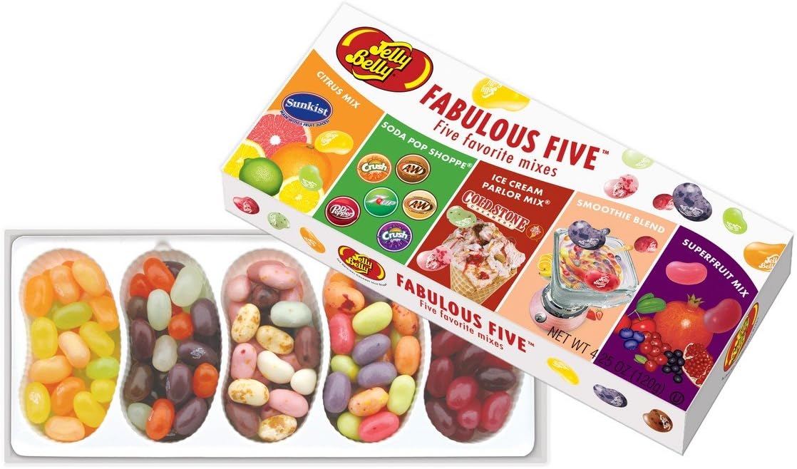 Jelly Belly Fabulous Five Jelly Bean Gift Box - 4.25 oz - Official, Genuine, Straight from the Source