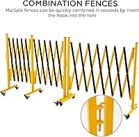 Vista 7 de TECSPACE Barricada de metal expandible industrial, tamaño de expansión 11.5 pies, amarillo y negro, Barricada de seguridad de acero duradero