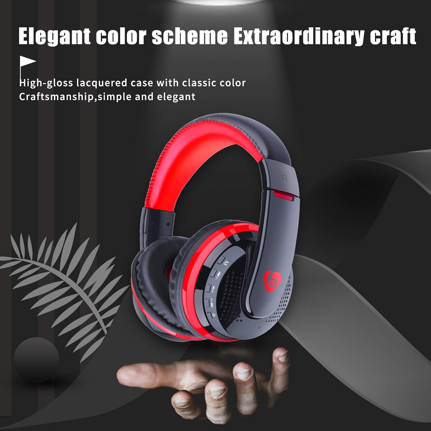 R Star MX666 Bluetooth Headphone Bluetooth Wireless Gaming Headset with 3.5mm Wired Mode Noise Cancellation HiFi Stereo Sound Mic Deep Bass Protein Earpad Over Ear Headset Black&Red : Everything Else
