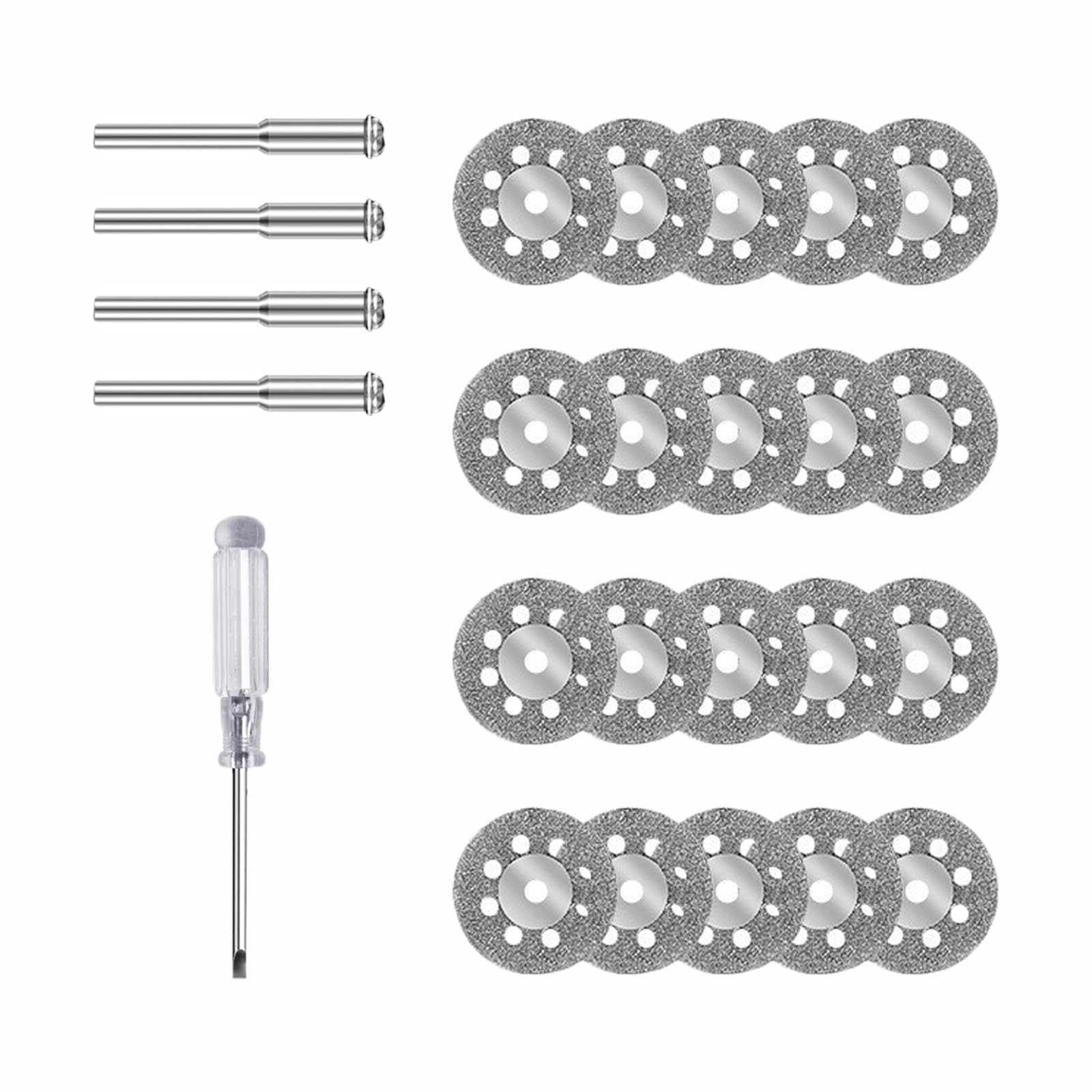 20Pcs Diamond Cutting Wheel Cut Off Discs with Mandrel 3mm Shank and 1 Screwdriver