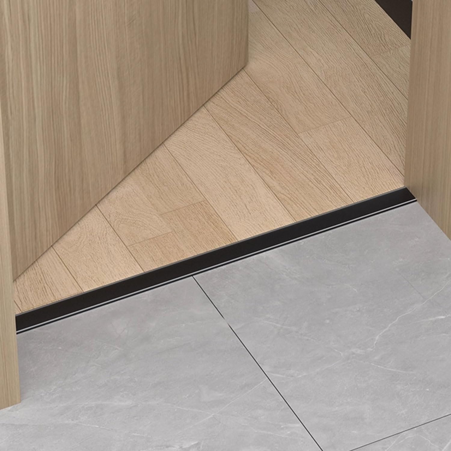 Listwy przejściowe do podłóg, 2,7 m, ze stopu aluminium, do łączenia desek laminowanych, płytek, szczelin podłogowych, czarne, 30 mm dł. 2,7 m