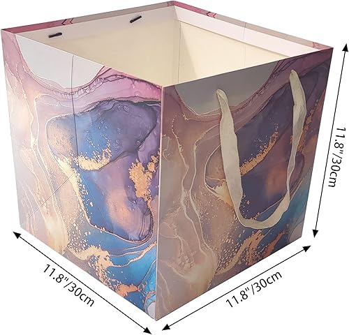 Miniatura 2 de RUIFYRAY Bolsa de regalo extra grande, cuadrada reutilizable de 11.8 pulgadas con asa, para bodas, cumpleaños, regalos, día del padre, Acción de