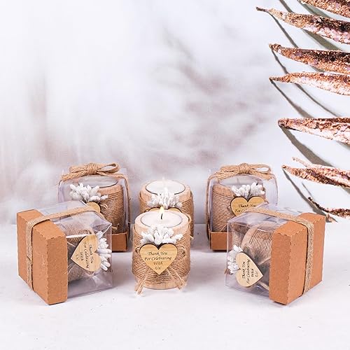 Vista 18 de HTF - Juego de 10 portavelas de madera para decoración de baby shower, regalos de revelación de género, portavelas de madera para baby shower Marrón