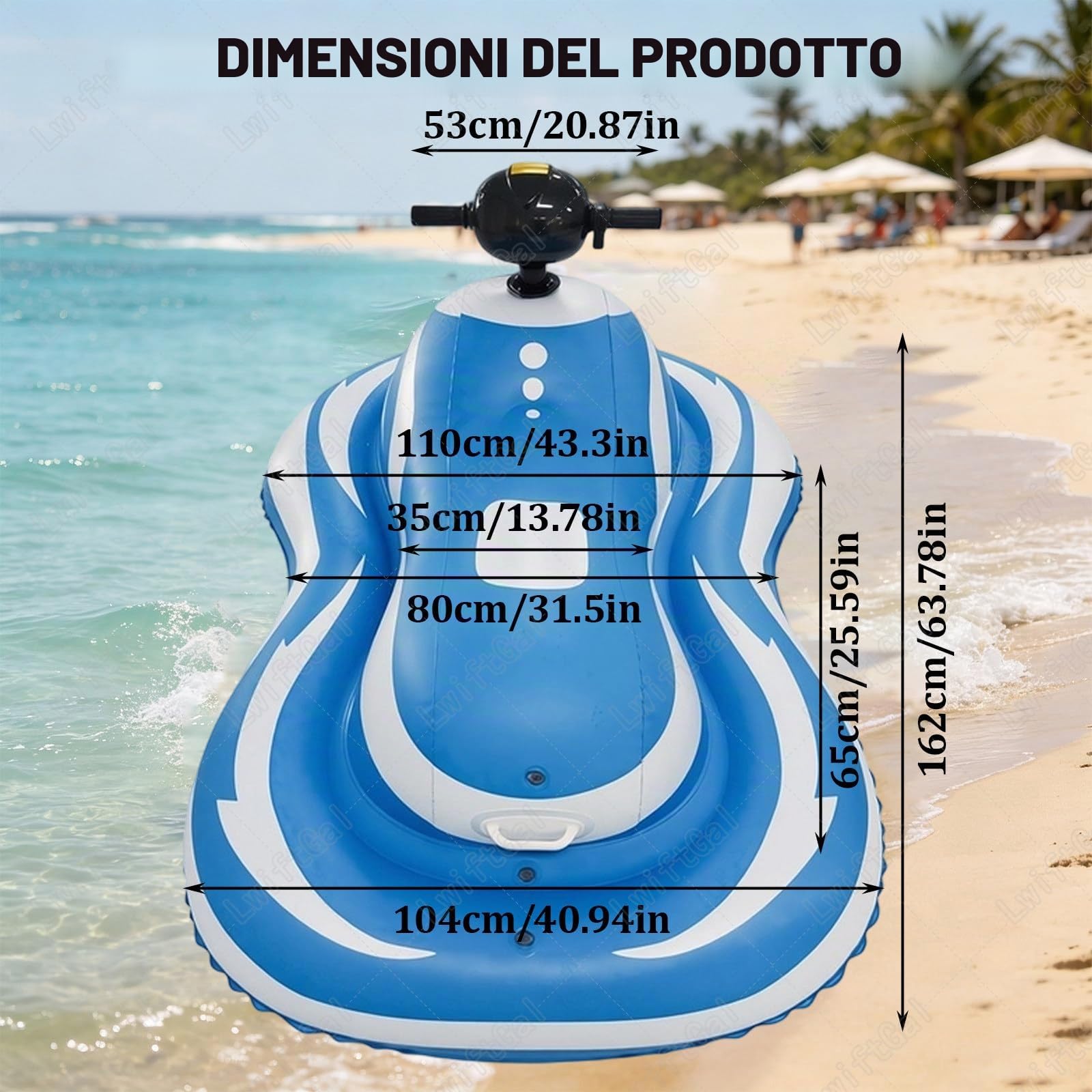 Motoscafo Gonfiabile, Moto Acqua Elettrica, 250W, 100 kg capacità, 6-8 Km/H, Barca Motore Elettrico, per Snorkeling E Escursioni Blue