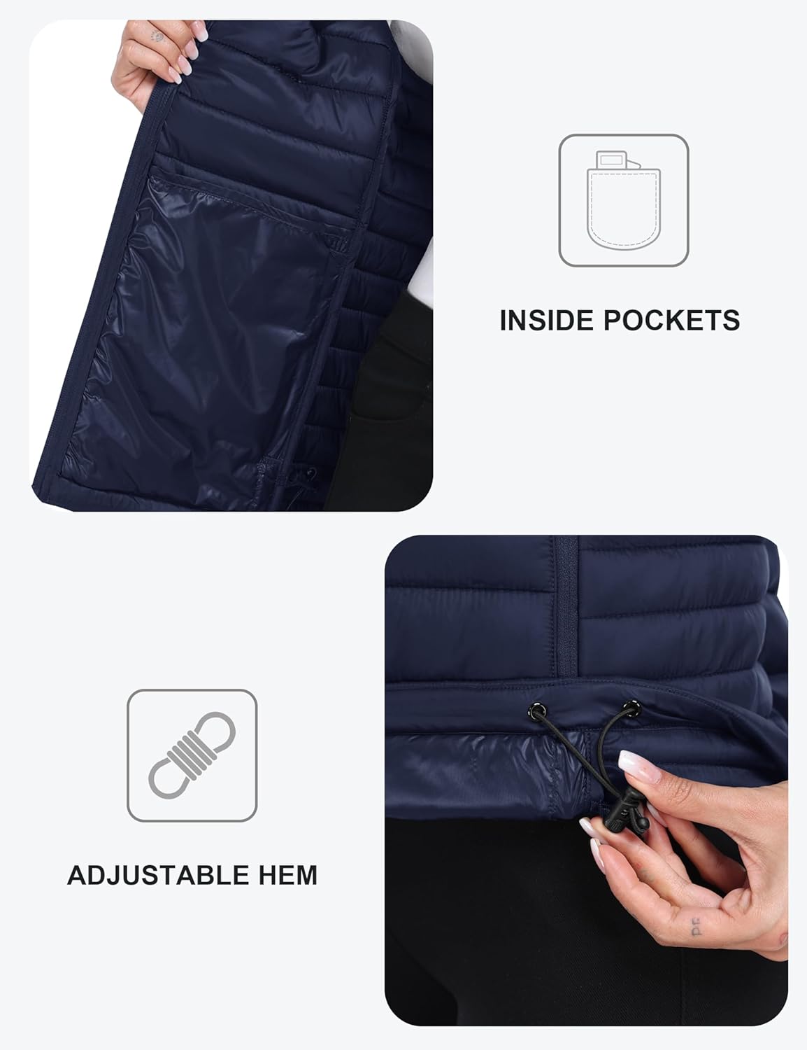 MoFiz Women's Puffer Vest Lightweight Hooded Warm Fleece Lined Hybrid Softshell Hiking Winter Sleeveless Zip Vest - Image 6