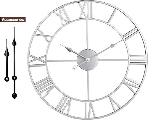 Miniatura 3 de 1st owned Reloj de Pared Grande, Reloj Retro de Metal con Números Romanos, Relojes de Pared Redondos Modernos Casi Silenciosos, Fáciles de Leer