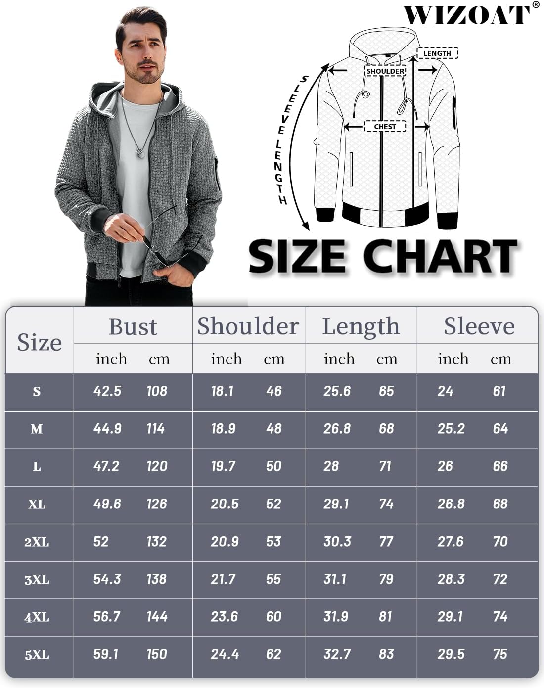 Mens Zip Up Hoodie Full-Zip Sweatshirt Lightweight Loose Fit Hooded Jackets - Image 7