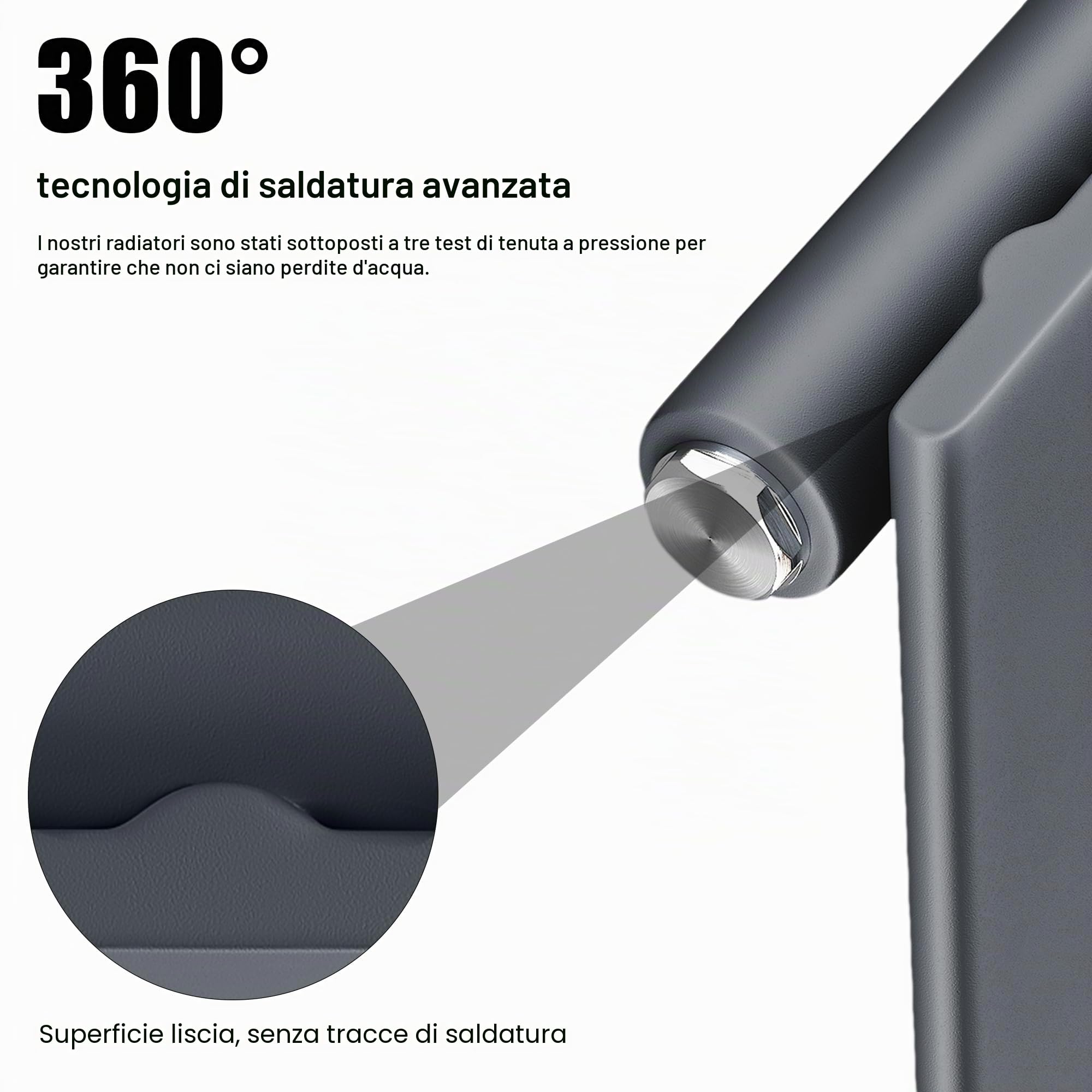 SONNI Riscaldatore di design 600 x 465 mm, Antracite, piatto a strato singolo per bagno - pannello verticale con connettore