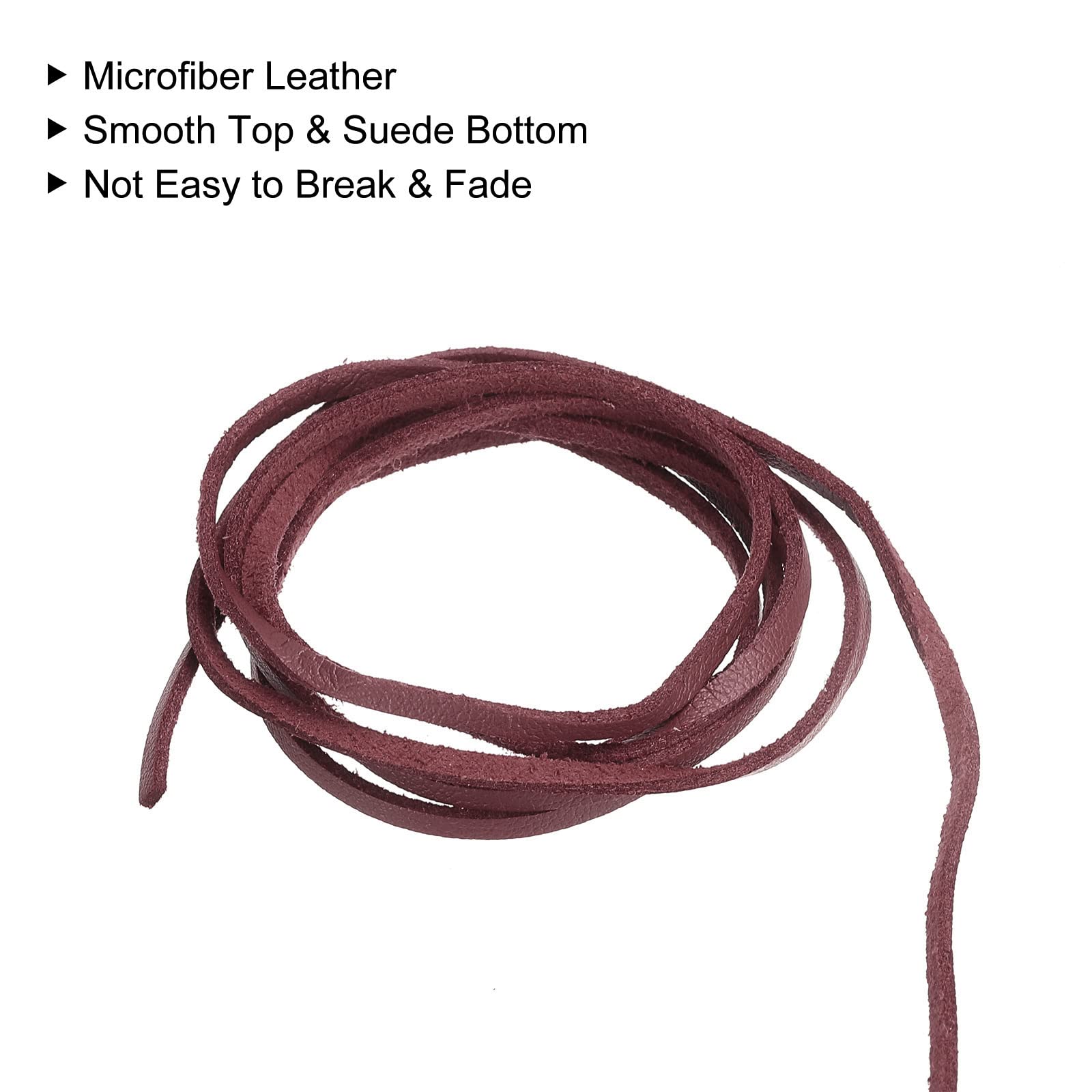 Cordon Cuir Plat 3mm X 2mm 3 Mètres - Bandes Laçage Cuir Brun Rouge Loisirs Créatifs