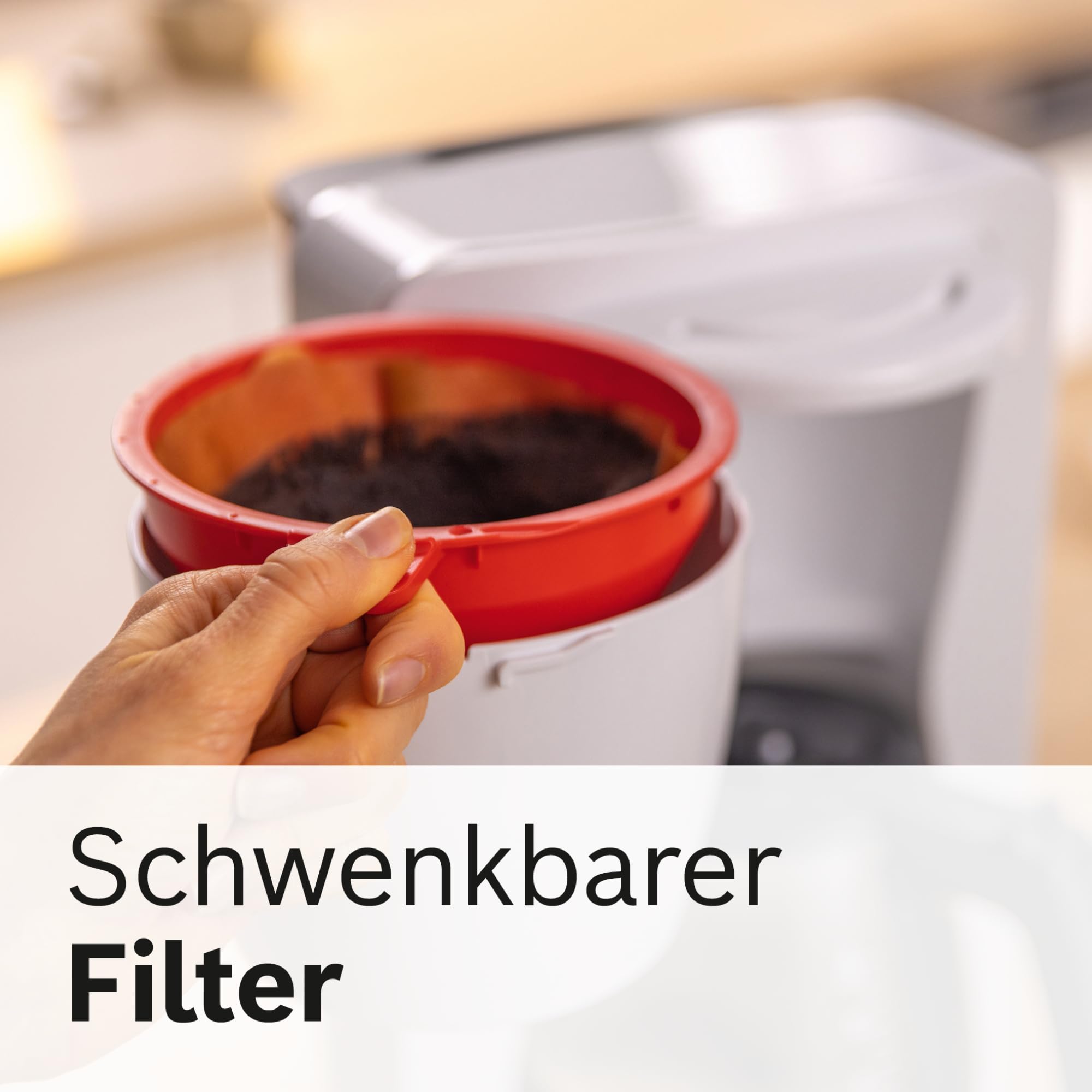 Bosch MyMoment TKA3M131 przelewowy ekspres do kawy, szklany dzbanek 1,25 l, na 10-15 filiżanek, funkcja utrzymywania ciepła 60 min, blokada kapania, obrotowy uchwyt filtrujący, program odkamieniania,