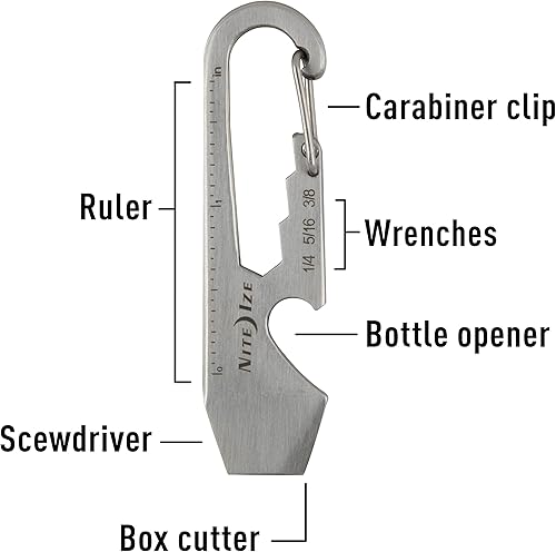 Miniatura 7 de Nite Ize El tamaño KMT-11-R3 se fija fácilmente a una cadena o correa existente DoohicKey llavero multiherramienta paquete de 1 una inoxidable