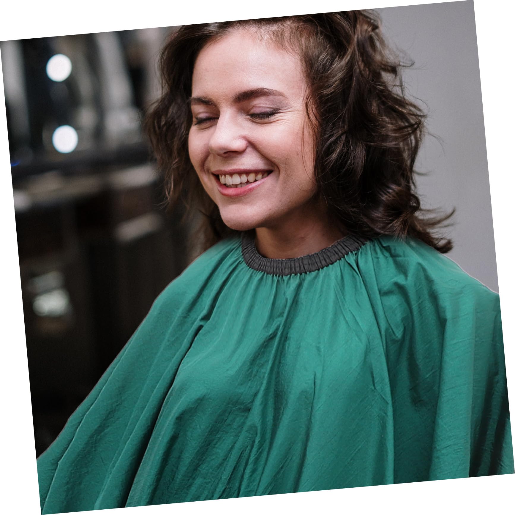 Corte de Pelo para Adultos con Mangas y Reutilizable para Peluquerías y Barberías Protección Profesional contra Residuos de Cabello Flexible y Resistente Color Verde Salón