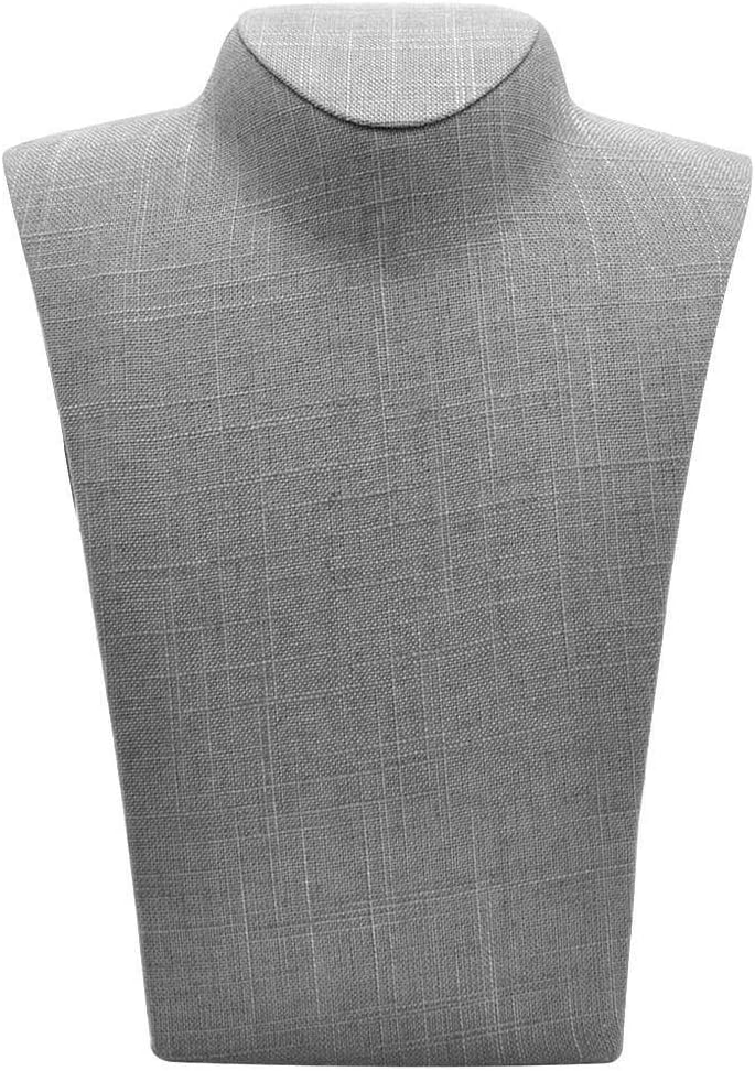 Grey Linen Curved Tall Jewelry Necklace Display Holder ~ 14.5" Tall