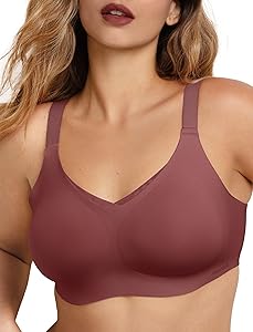 COMFELIE Women No Underwire Bra Comfy Seamless Bras Full Coverage Mesh Bralette with Adjustable Contrast Color Strap S-4XL
